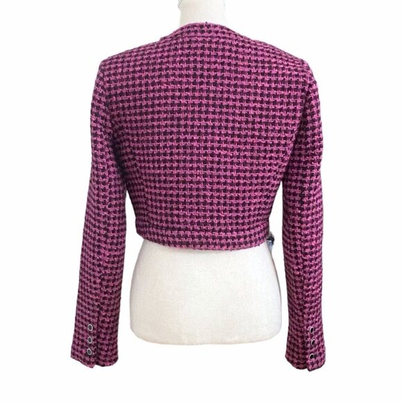 NWT ZARA PURPLE PINK BLACK TWEED CROPPED JACKET - S - Picture 3 of 10